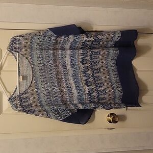 Faded Glory Women's Blue Patterned Blouse